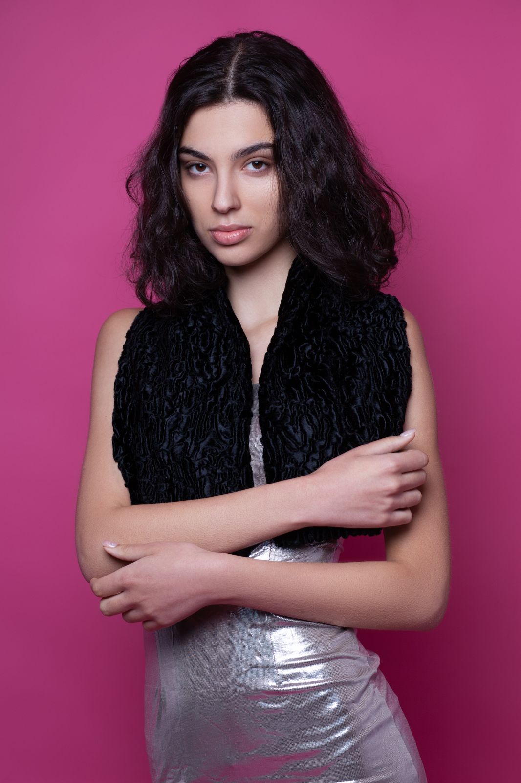 Faux fur women's skarf - Astrakhan Obsidian