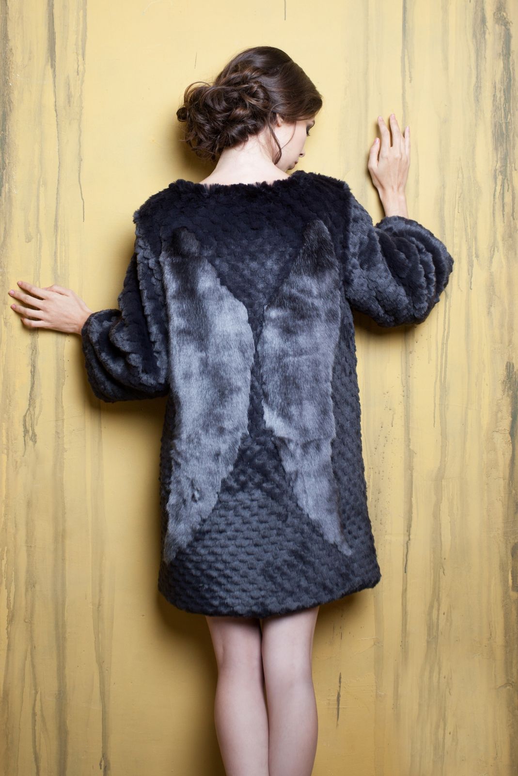 Faux fur women's sweater - Chinchilla Knitted Graphite