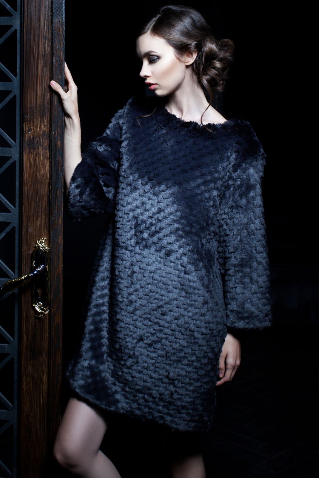 Faux fur women's sweater - Chinchilla Knitted Graphite