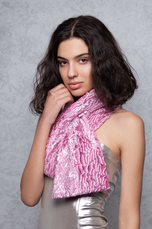 Faux fur women's skarf - Astrakhan Quartz