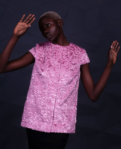 Faux fur women's vest - Astrakhan Quartz