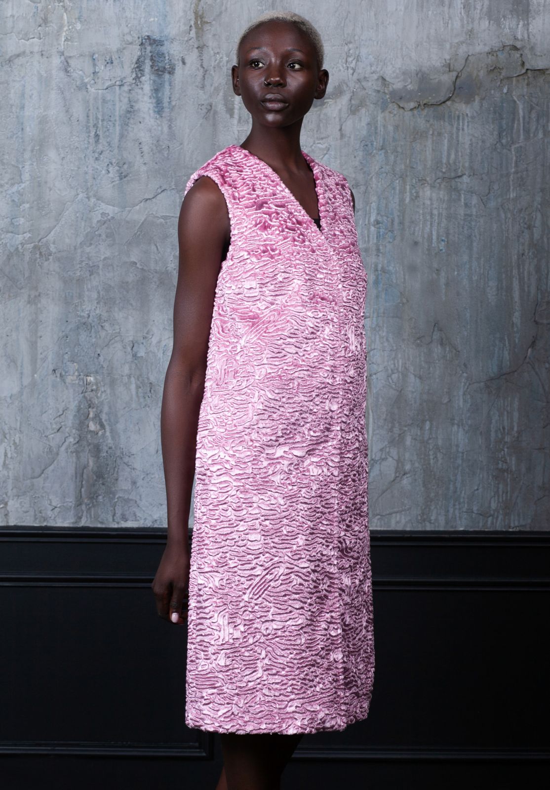 Faux fur women's vest - Astrakhan Quartz