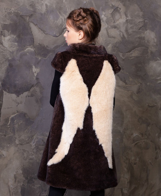 Faux fur kid's vest - Mink Cappuccino