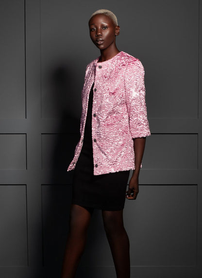 Faux fur women's jacket - Astrakhan Quartz