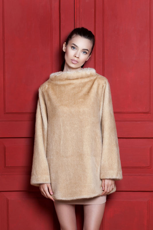 Faux fur women's sweater - Mink Onyx