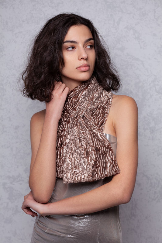 Faux fur women's skarf - Astrakhan Onyx