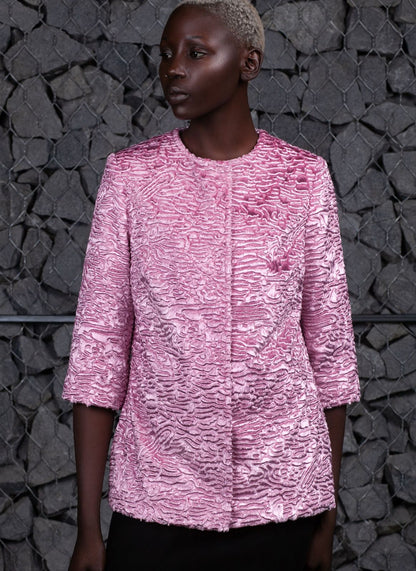 Faux fur women's jacket - Astrakhan Quartz