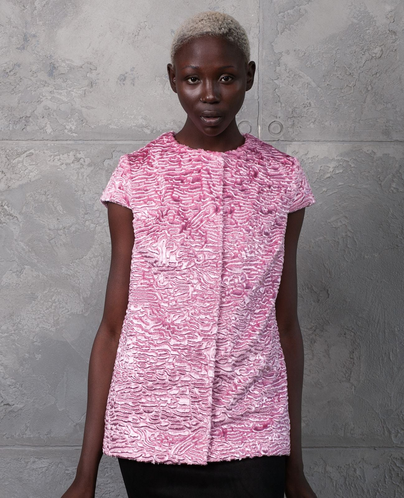 Faux fur women's vest - Astrakhan Quartz