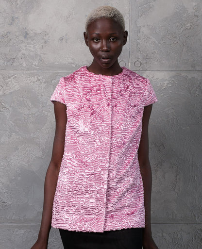 Faux fur women's vest - Astrakhan Quartz