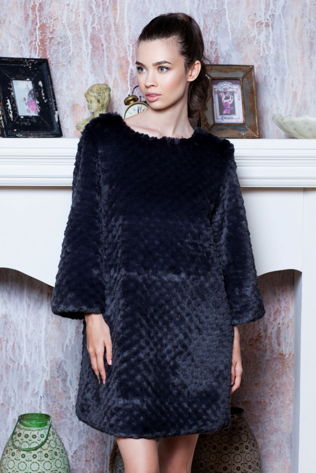 Faux fur women's sweater - Chinchilla Knitted Graphite