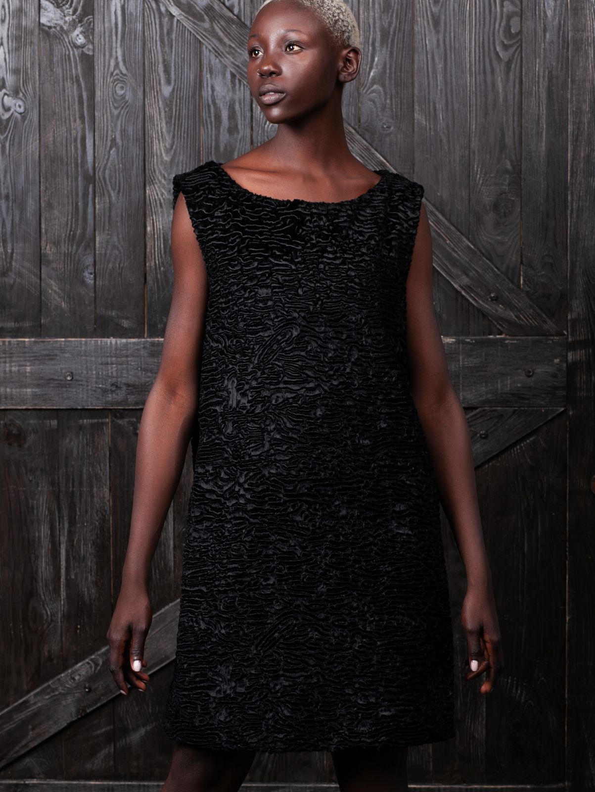 Faux fur women's sweater - Astrakhan Obsidian