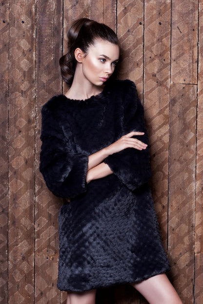 Faux fur women's sweater - Chinchilla Knitted Graphite