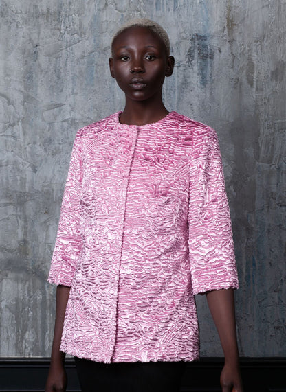 Faux fur women's jacket - Astrakhan Quartz