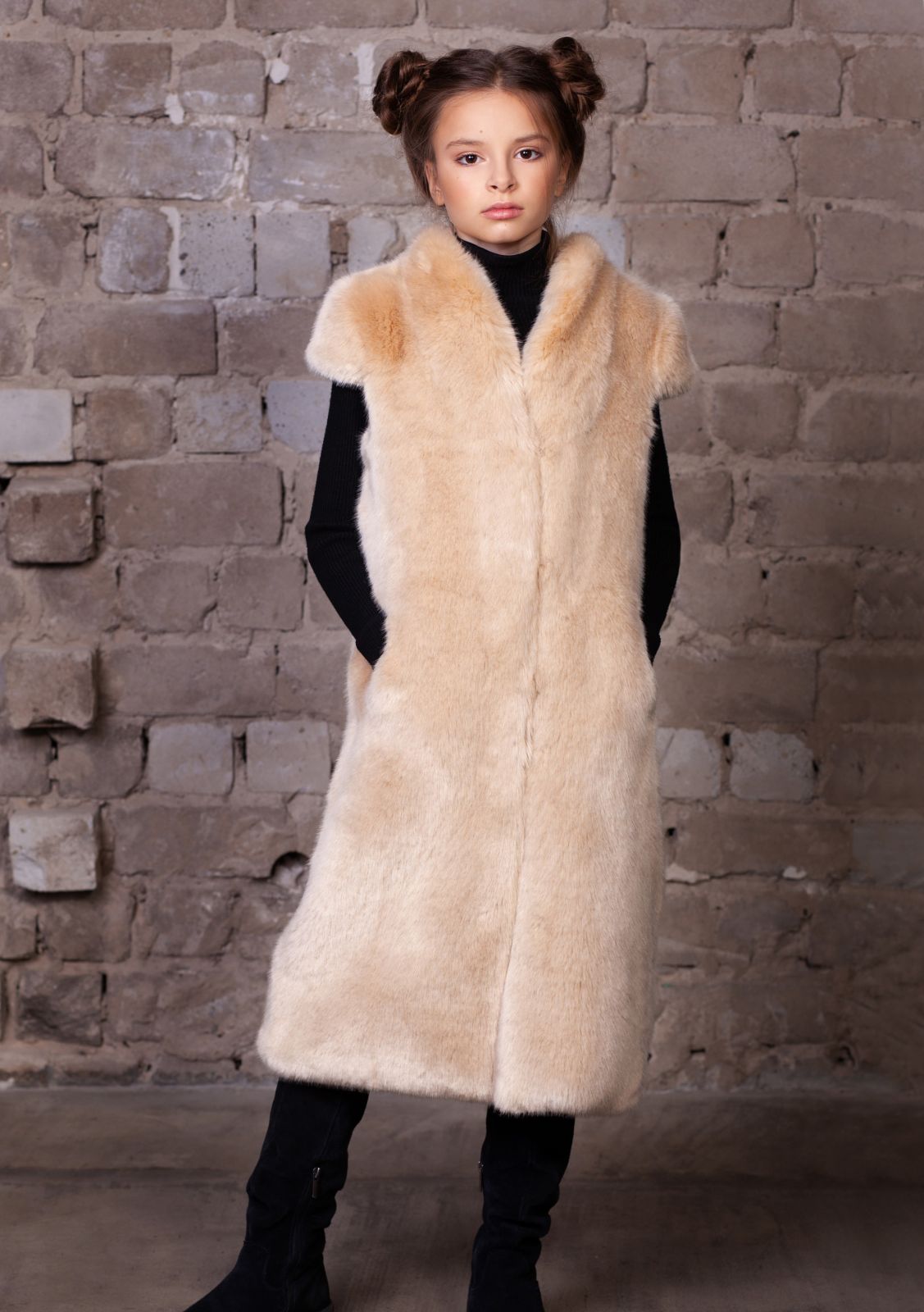 Faux fur kid's vest - Sable Onyx