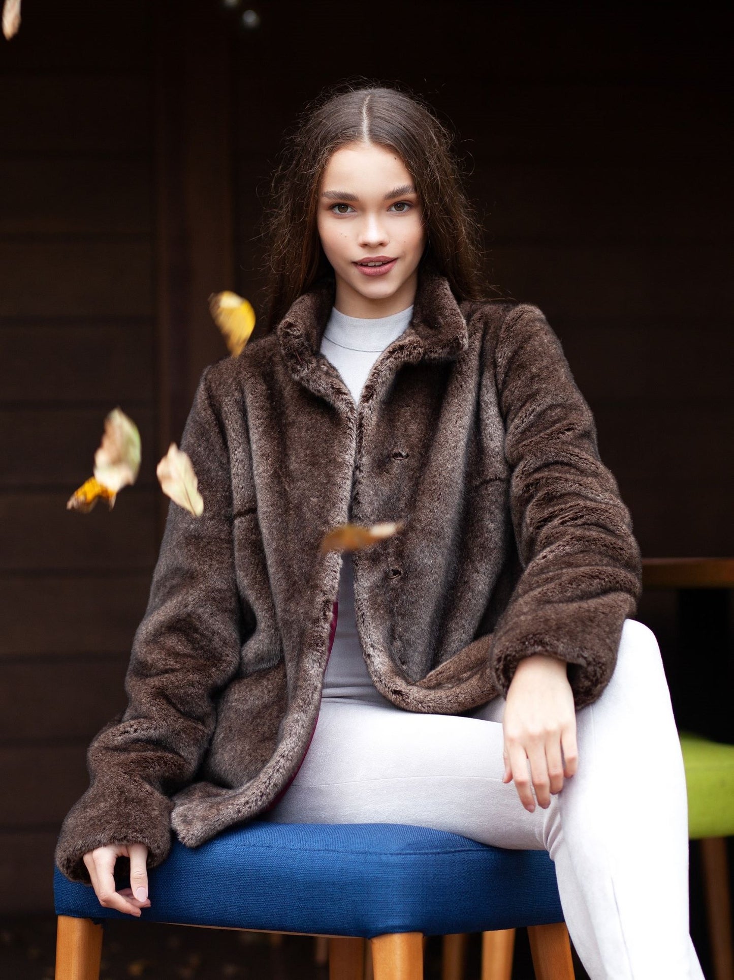 Faux fur women's coat